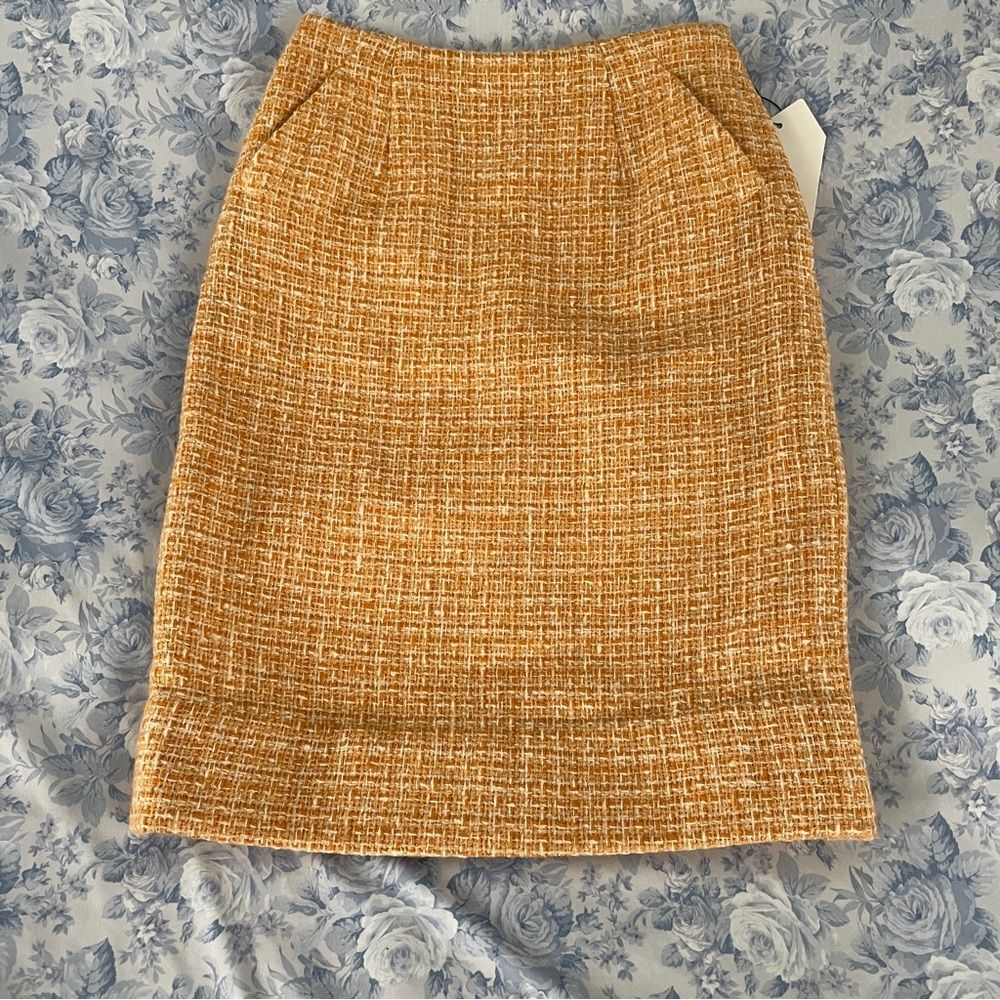 Vintage Tweed Skirt Pockets Light Academia Old Money Church Career Business Vtg